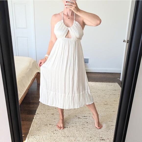 𝅺NWT J.Crew Collection BG522 Off-White Featherweight Satin Midi Dress, size 6 - Picture 1 of 10